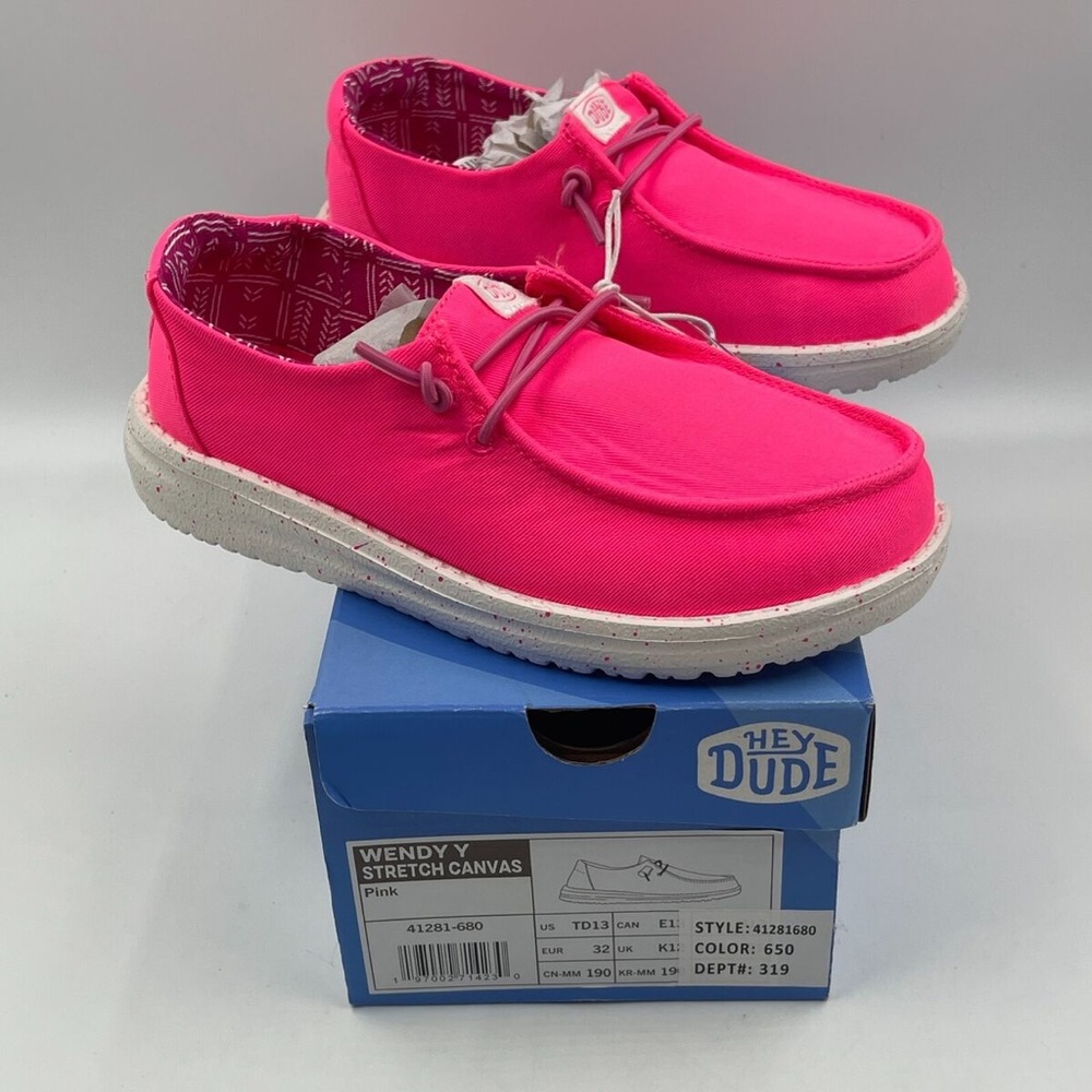 Neon pink Hey Dudes